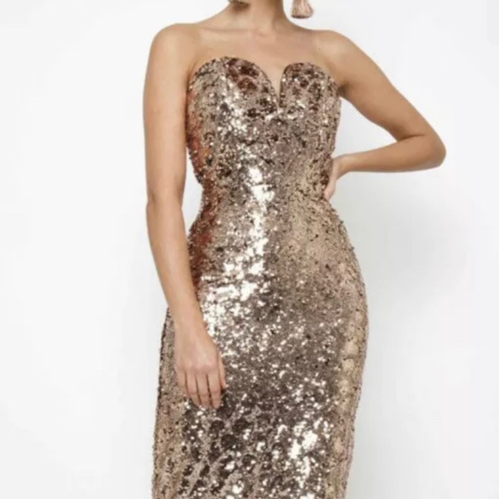 TFNC London gold dress